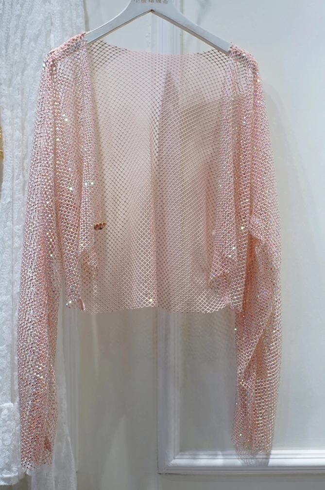 Новая пикантная светильник лая сетчатая рубашка с кристаллами для дискотеки