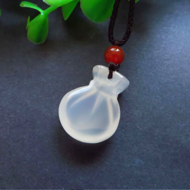 Подвеска из натурального агата халцедона с сумкой удачи ювелирные изделия