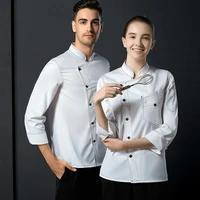 chef uniform unisex kitchen cooking jacket catering service hotel cafe bakery barber shop waiter work shirt