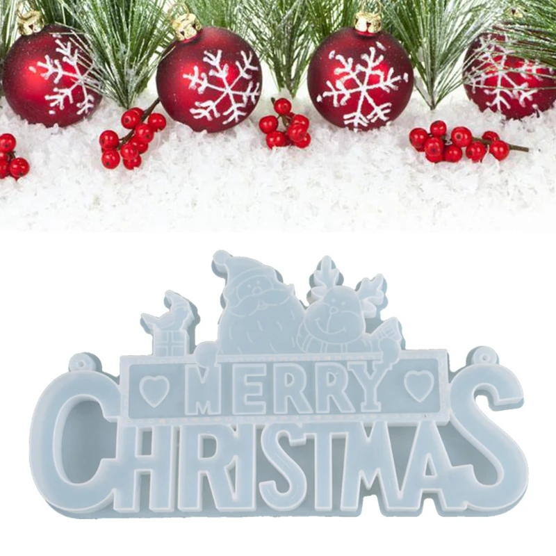 

Crystal Epoxy Resin Mold Christmas Letters Listed Decoration Pendant Casting Silicone Mould DIY Crafts Jewelry Making Tools