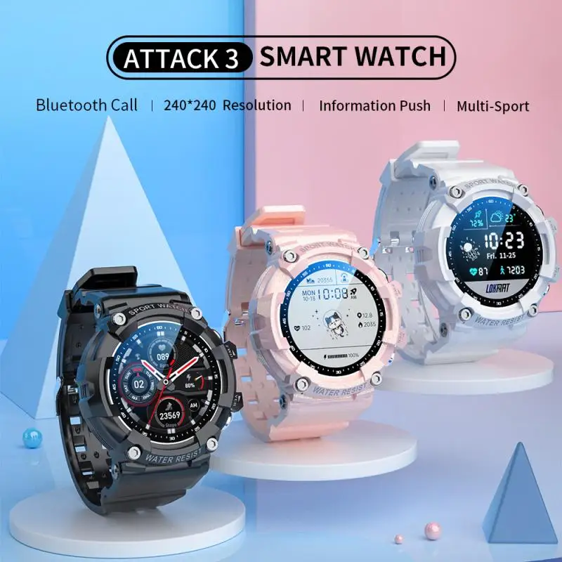 

LOKMAT ATTACK 3 Smart Watch Bluetooth-compatible Call Heart Rate IP68 Waterproof Messages Reminder Smartwatches Man Woman