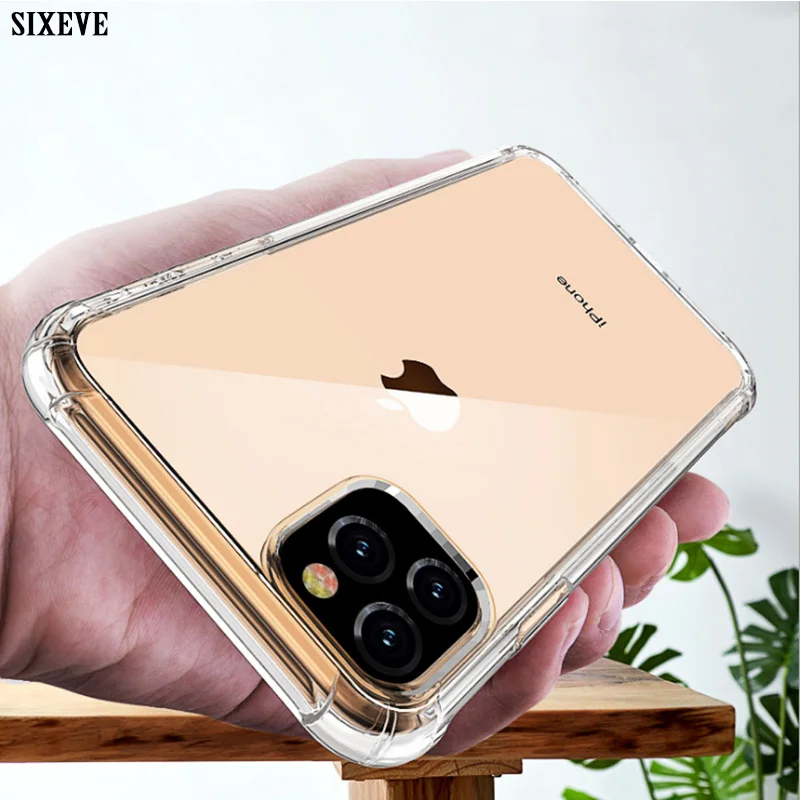 Противоударный силиконовый мягкий прозрачный чехол для iPhone 11 Pro X XR XS Max 5 6 S 5S 7 8 Plus