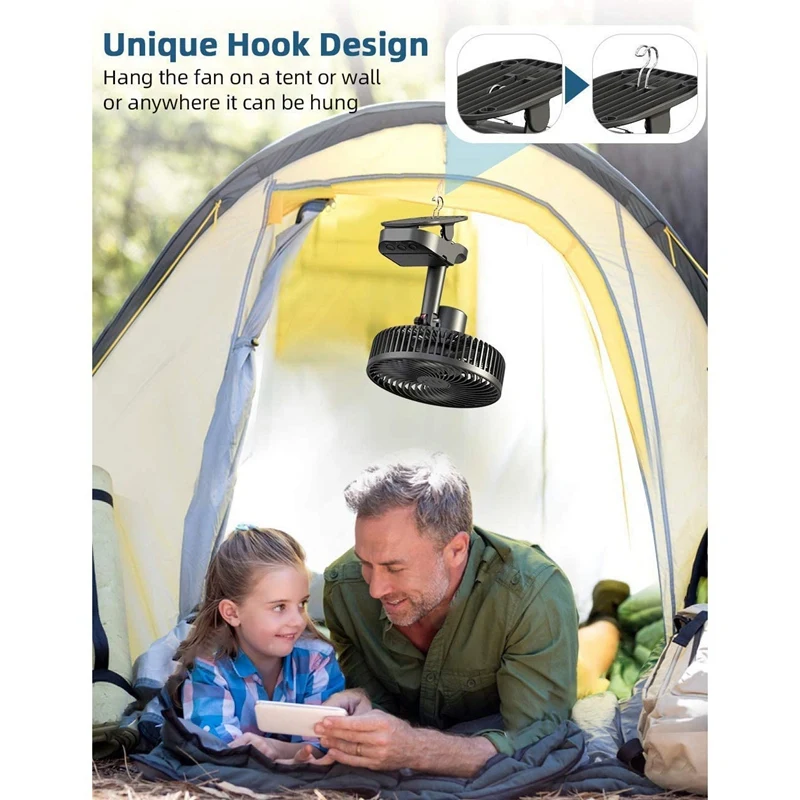 

8inch Rechargeable Oscillating Fan,10000MAh Battery Operated Portable USB Clip Table Desk Fan for Home Office Tent