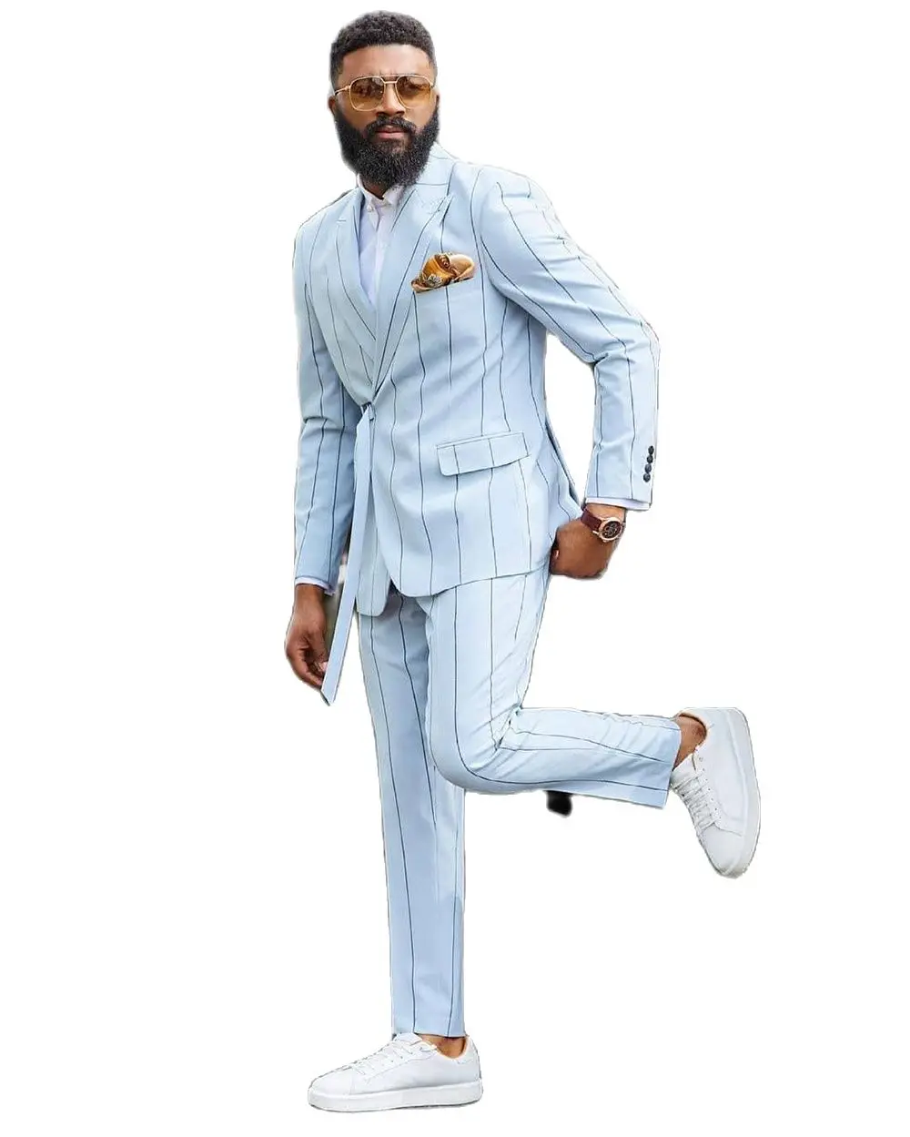 

Мужской костюм из блейзера и брюк, облегающий костюм в полоску из двух предметов, пиджак и брюки для свадьбы и вечевечерние, 2022