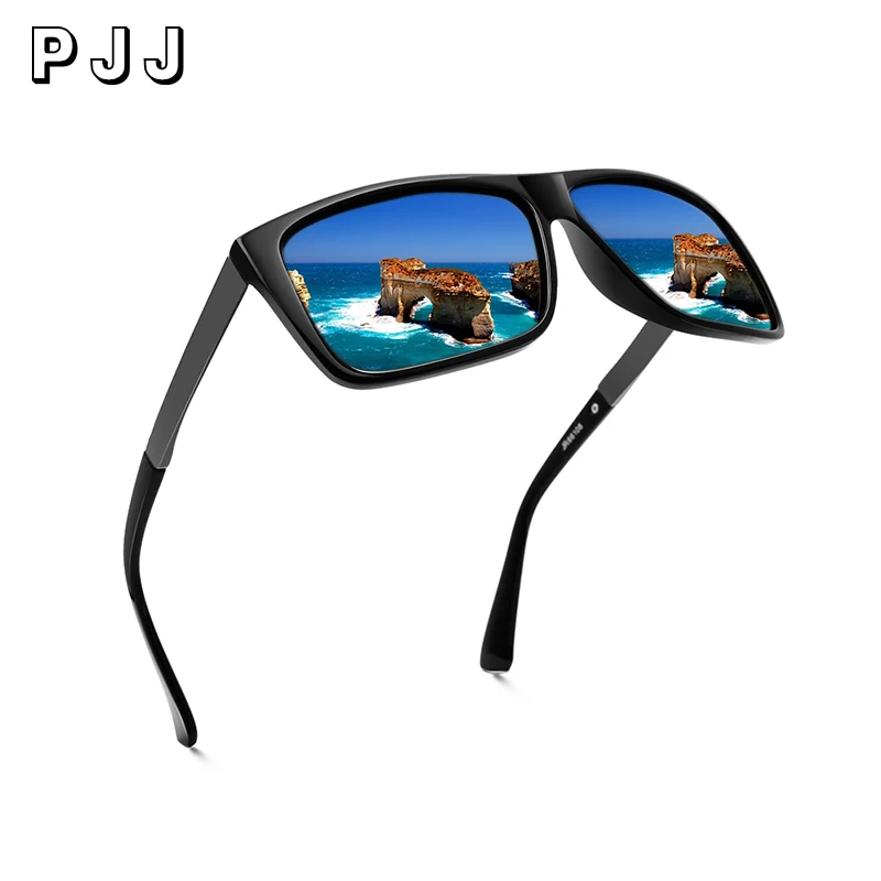

PJJ 2021 Новые поляризованные солнцезащитные очки мужские зеркальные очки для вождения черные прямоугольные Солнцезащитные очки Мужские крут...