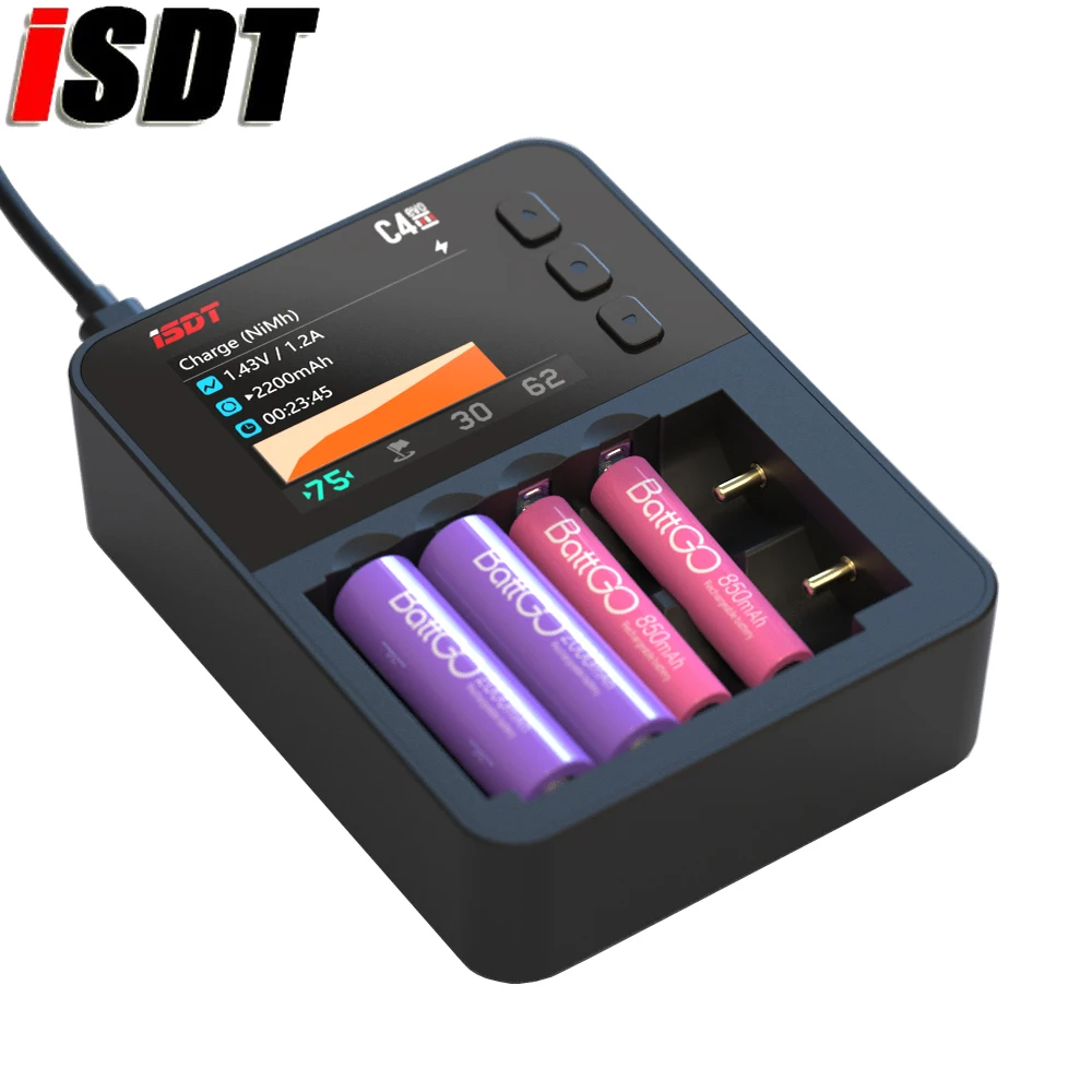 ISDT C4 EVO Смарт Батарея Зарядное устройство с Тип C QC3.0 IPS Экран дисплея для AA AAA 18650 Lipo
