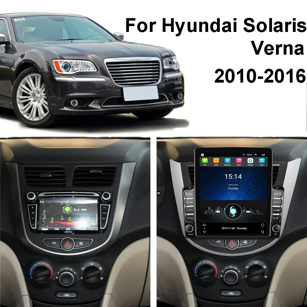 2 Din 9.7&quot Tesla Screen Autoradio For Hyundai Solaris Accent Verna 2010-2016 Car Multimedia Player GPS Navigator Android Stereo |