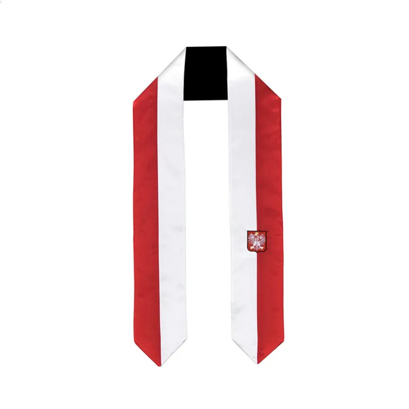 

Poland Flag Graduation Stole Abroad Student Adult Unisex Satin National Flag Graduation Sash