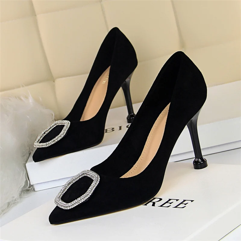2020 весенние элегантные женские туфли-лодочки на высоком каблуке с кристаллами