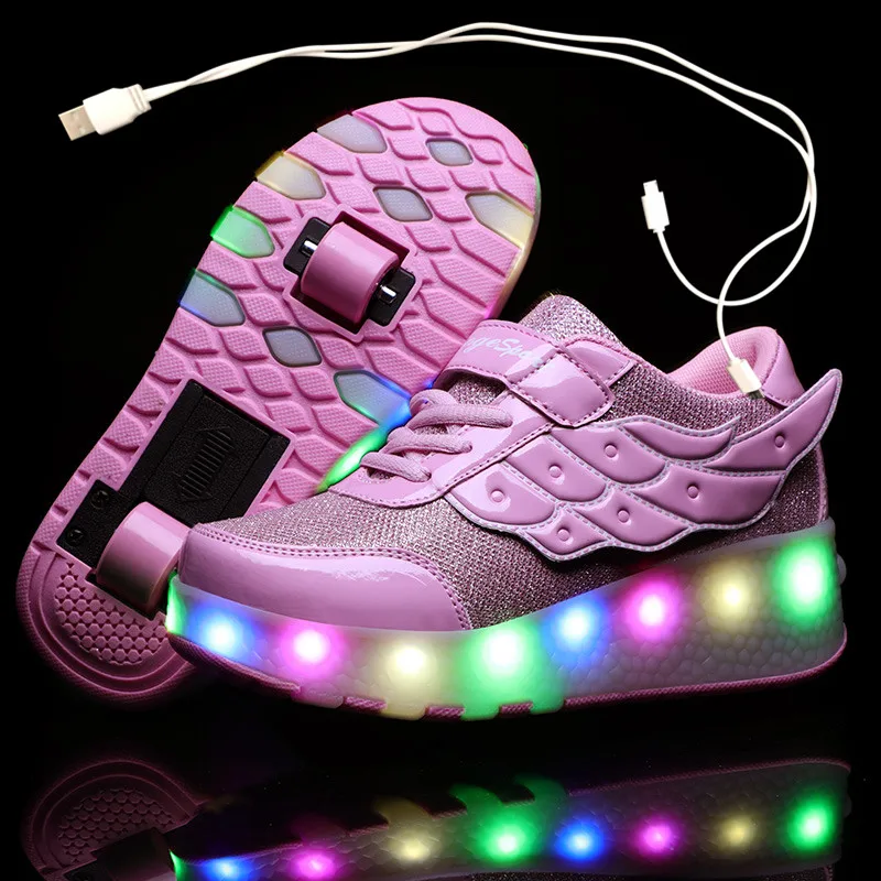 USB Charging Children Roller Skate Casual Shoes Boys Girl Au