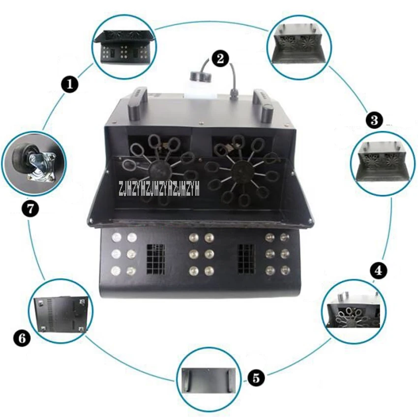 Двухколесная интегрированная машина для создания дымовых пузырей со встроенной Led-прожекторной профессиональной машиной эффектов для свадебных и вечеринок 110V/220V.