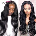 YYong полная 180% 26 дюймов прозрачная волна тела 13x6  13x 4 кружевные передние человеческие волосы парики для черных женщин бразильские парики 4x4