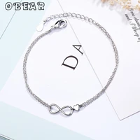 obear fashion korean double layer bow bracelet for women minimalism silver plated friendship bracelet jewelry gift