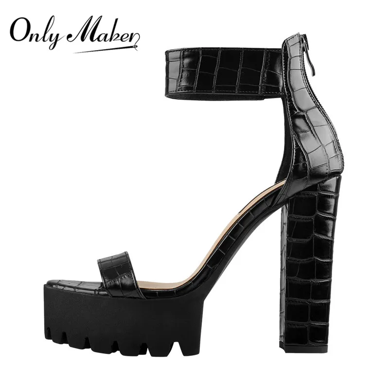 Женские вечерние туфли Onlymaker лодочки на высоком массивном каблуке с открытым