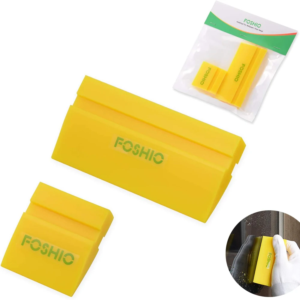 

FOSHIO 2pcs Car Tinting Tool Rubber Squeegee Blade Window Tint Film Install Vinyl Wrapping Clean Scraper Water Wiper Snow Shovel