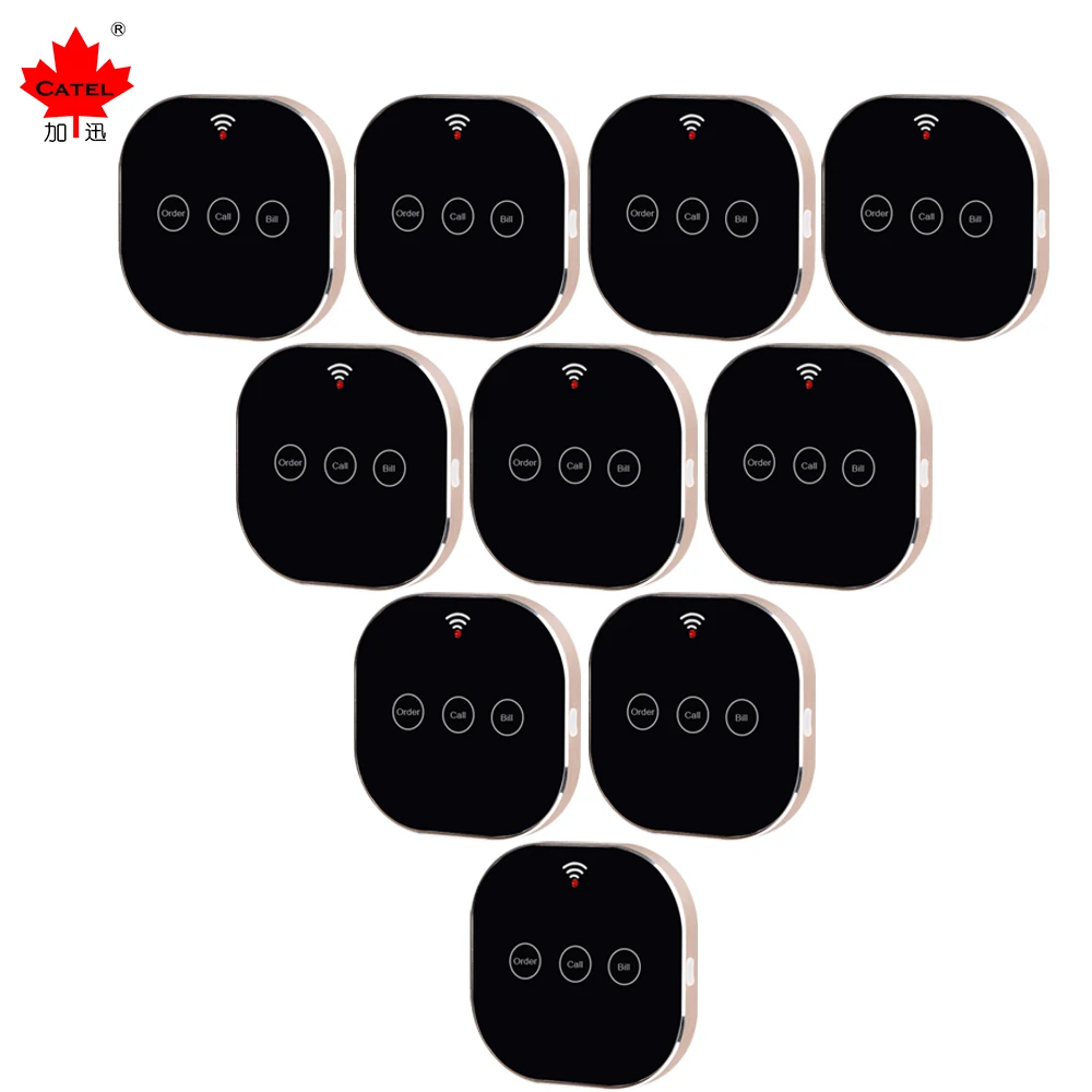 CATEL CTT08 10 pc Touchable Wireless Calling System Call Button Transmitter Pager for Restaurant Waiter Service Bell, Buzzer
