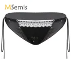 Мужское нижнее белье для трансвестита, брифы с блестящими звездами и ремешками на резинке, кружевные трусы с оборками