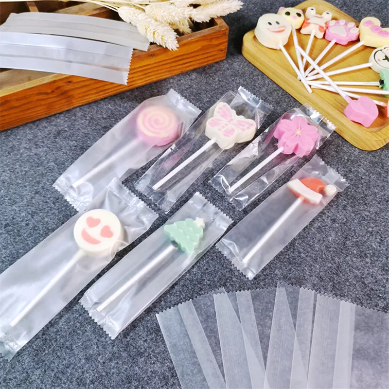 

Transparent Frosted DIY Handmade Long Lollipop Packaging Machine Sealing Candy Sugar Bags