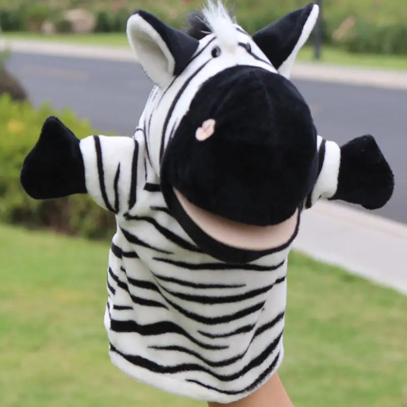 

Cute Animal Hand Puppet Professional Soft Education Doll Gloves Zebra Hand Puppet Open Mouth Marionetas Mano Plush Toys DG50HP