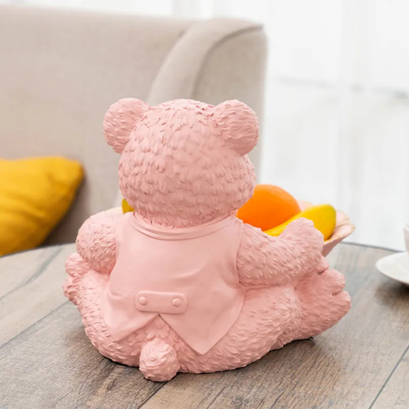 

Nordic Creative Fruit Plate Decoration Cute Little Bear Resin Fruit Dish Living Room Entryway Key Storage Box Ornaments X4439
