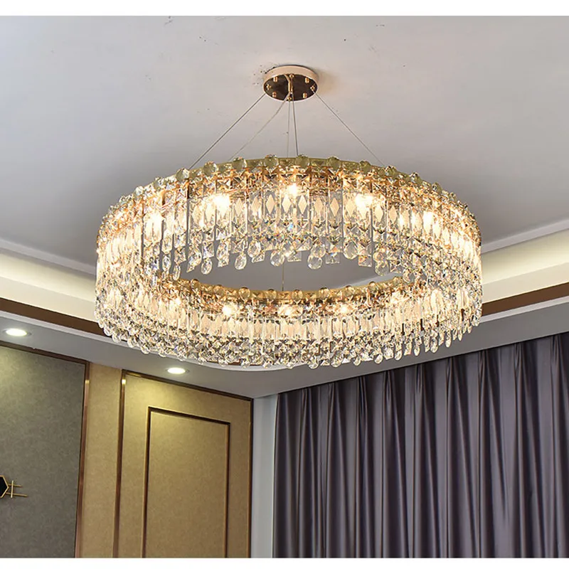 

Glass and iron restaurant ceiling chandeliers, led modern Ring New Year decorative lamps