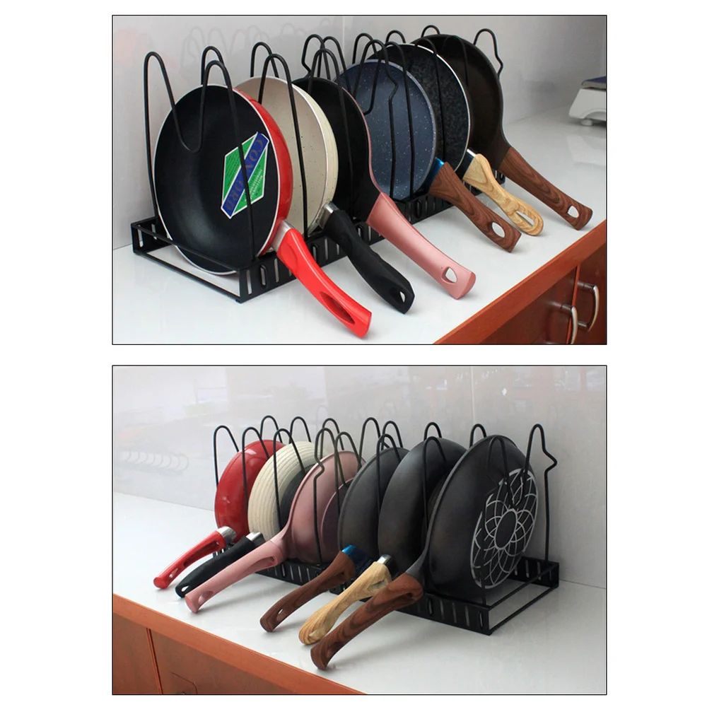 

1 Set Kitchen Storage Rack Multifunction Pot Cover Rack Holder Tray for Home Kitchen (Black, 8 Layer)