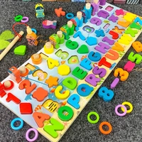 children educational wooden toys children busy board math fishing childrens wooden preschool montessori toy counting geometry
