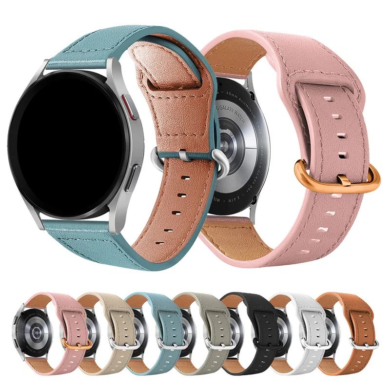 

Ремешок кожаный для Samsung Galaxy Watch 4 Active2 Gear S3 Huawei Gt2 Pro, сменный Браслет для умных часов, 20 мм 22 мм 44 мм 40 мм