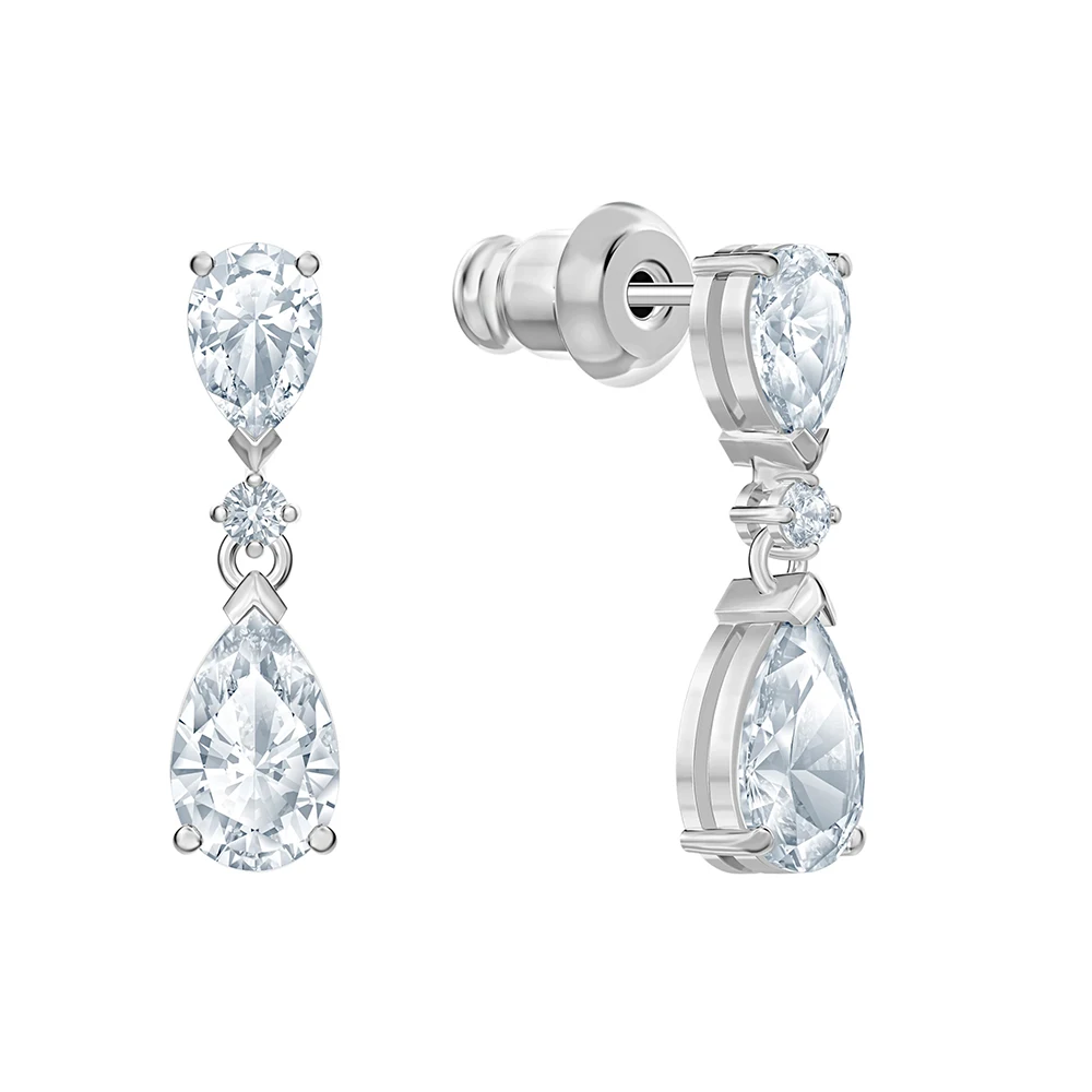 

Fashion SWA Earrings Drop-Shaped Tassels Decorated With White Gold Shiny Crystals Women'S Jewelry Premium Gifts Free Shipping