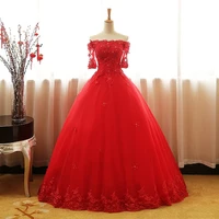 bealegantom new stock half sleeves red ball gown quinceanera dresses 2021 appliques sweet 16 dress vestidos de 15 anos qa1628