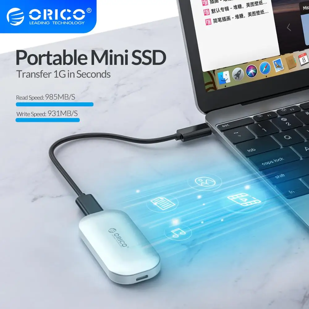 Kaufen ORICO IMatch Externe SSD Festplatte 1TB 500GB 250GB M.2 NVME Mini Tragbare SSD USB C 3,1 Solid State Drive Für MacBook Benutzer