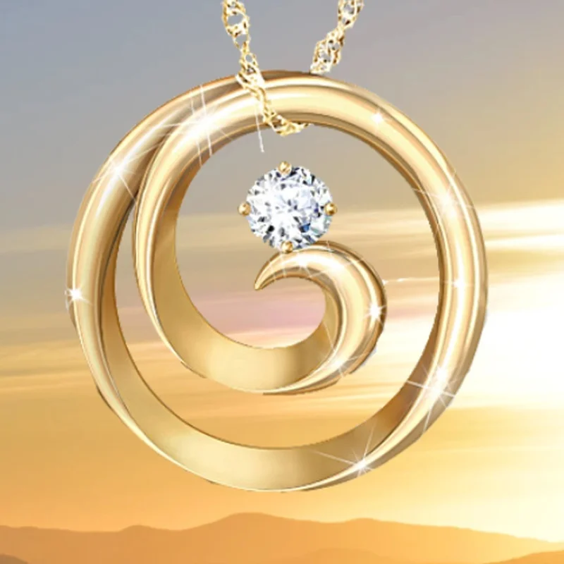 

Classic Fashion Creative Spiral Zircon Necklace Female Romantic Wedding Jewelry Valentine's Day Pendant Jewelry Gift Wholesale
