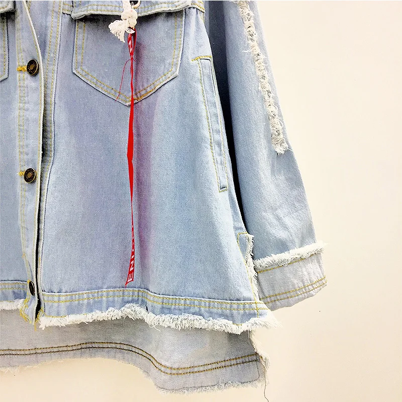 Женская джинсовая куртка с капюшоном Jas свободная оверсайз для женщин BF Harajuku Demin