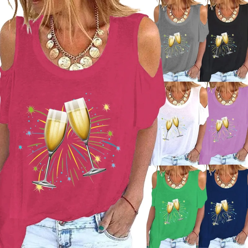 

Женская блузка с открытыми плечами, круглым вырезом и коротким рукавом