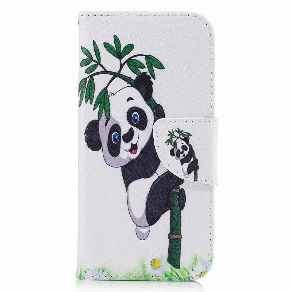Цветные кожаные чехлы для телефона для Apple iPhone 5 5S SE 6 6S 7 8 Plus X XS MAX XR Чехлы для книг с отделениями для карт Fundas DP07G - Цвет: Panda Bamboo