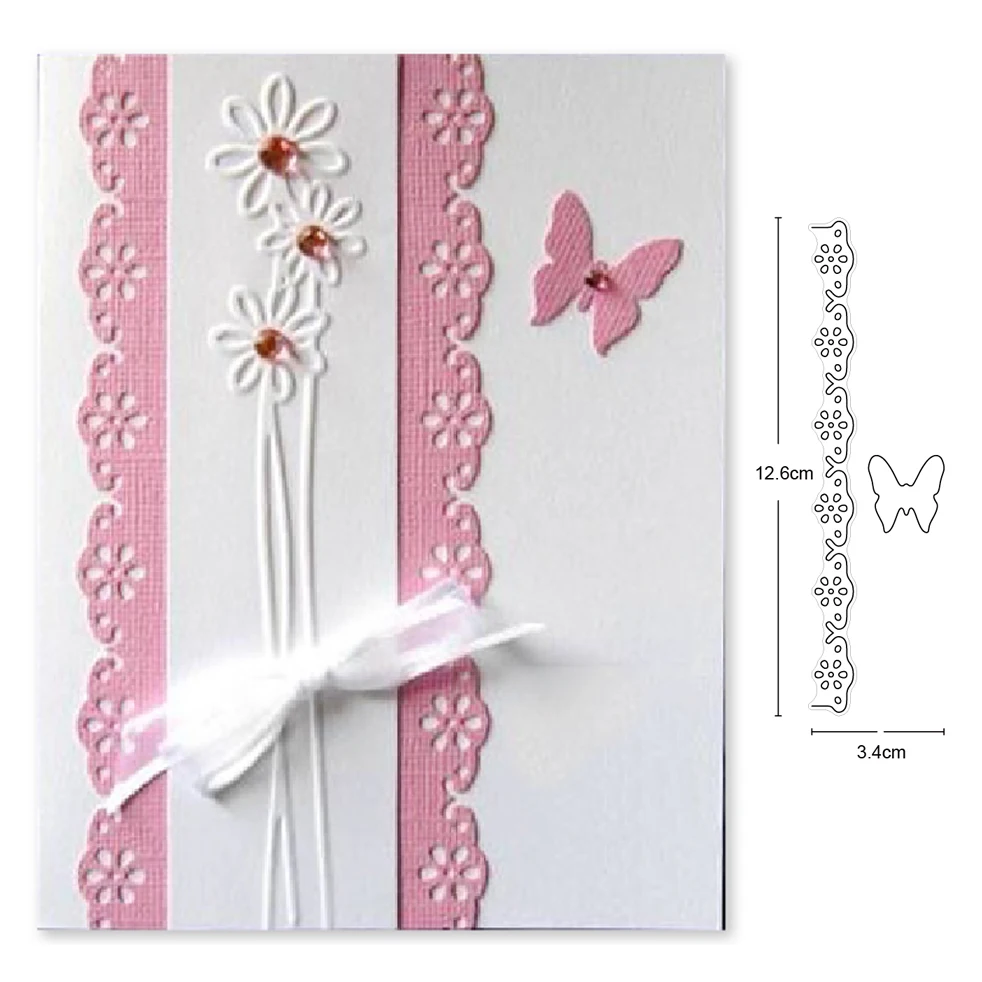 

Flower Edge Metal Cutting Dies Cut Die Mold Floral Border DIY Etched Scrapbook Paper Craft Knife Mould Blade Punch Stencils Dies