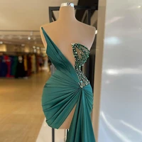new in sexy elegant short prom dress strapless sleeveless sequins shiny side long train women cocktail evening gowns custom made