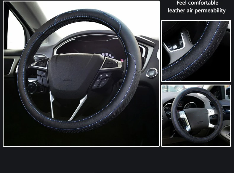 Кожаный Автомобильный чехол на руль для Ford Focus 2 3 Fiesta Mondeo Kuga Ranger, Fusion Transit Mustang Escape аксессуары