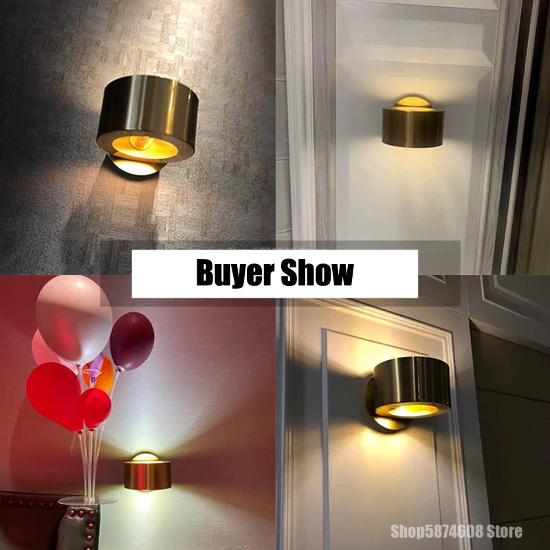 Настенный светильник с золотым кольцом винтажный зеркальный для спальни ванной