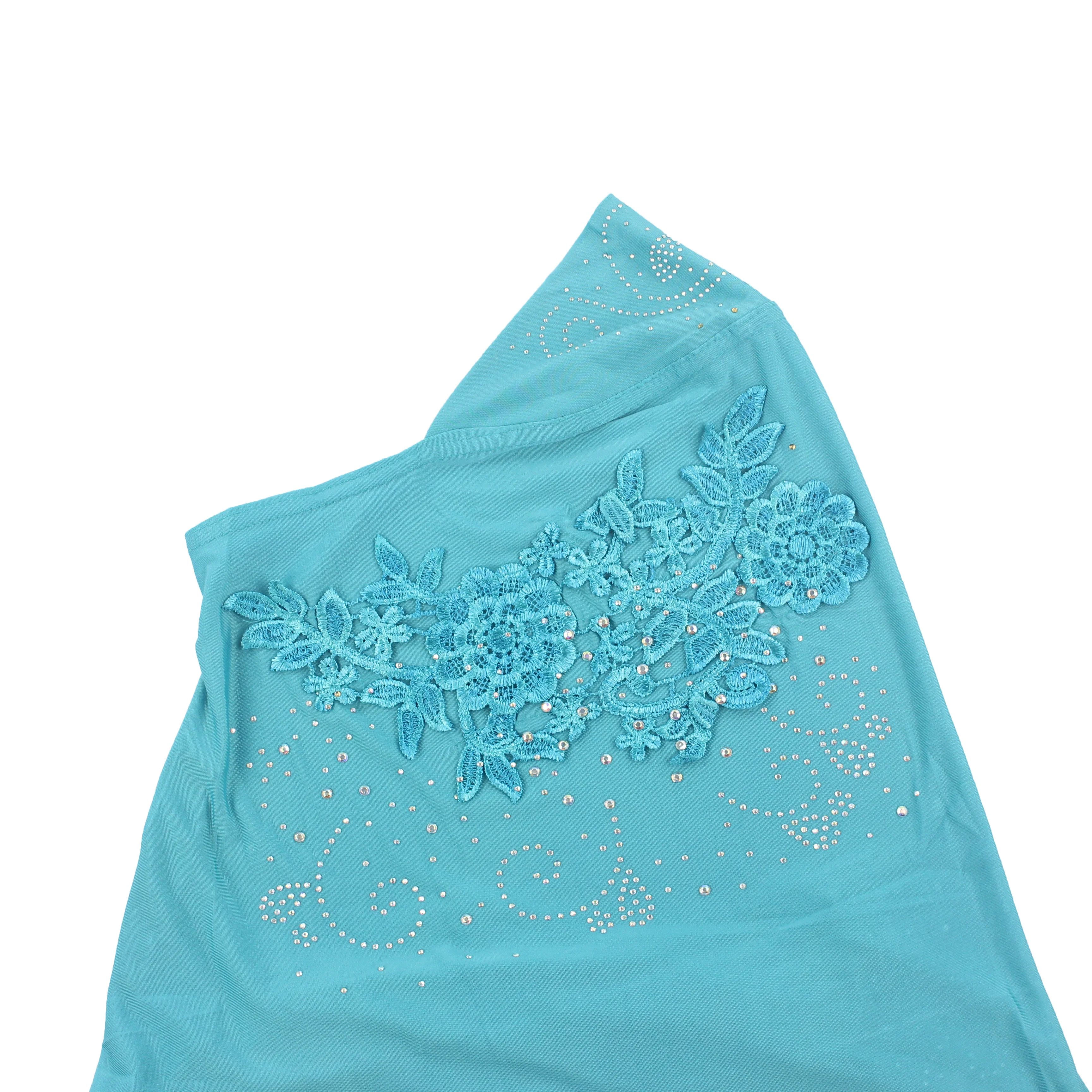 Мусульманские женщины хиджаб для девочки Красивая вышивка цветочный узор алмаз