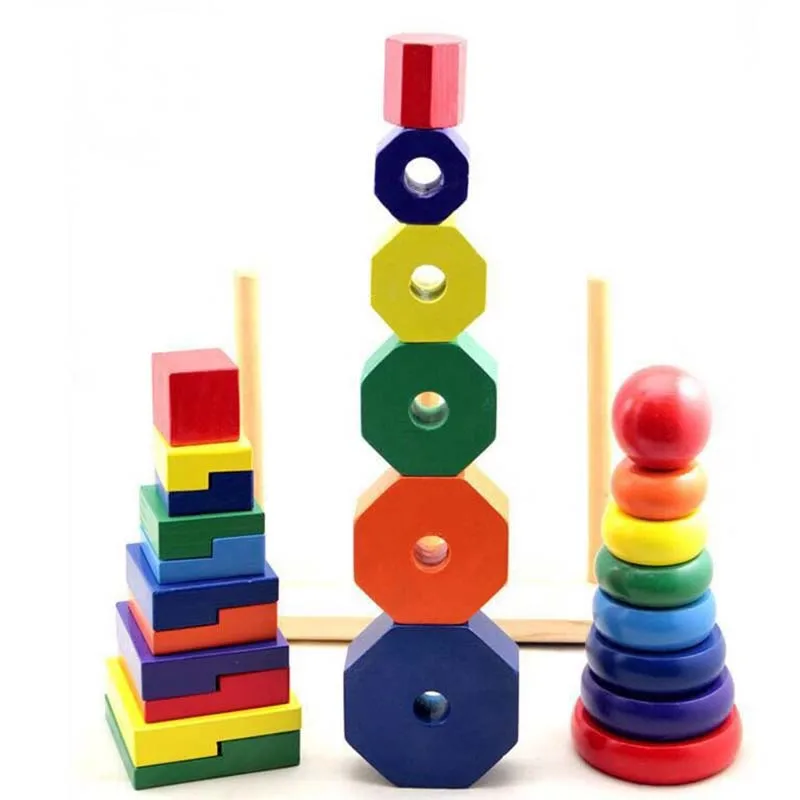 Детские развивающие игрушки Дженга трехколонный Радужный Строительный блок