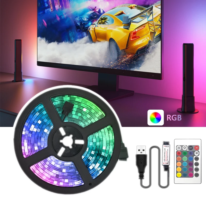 

Светодиодсветильник лента для украшения комнаты, Usb Led полоска с дистанционным управлением, лента Rgb 5 В для кухни, светильник стницы, подсвет...
