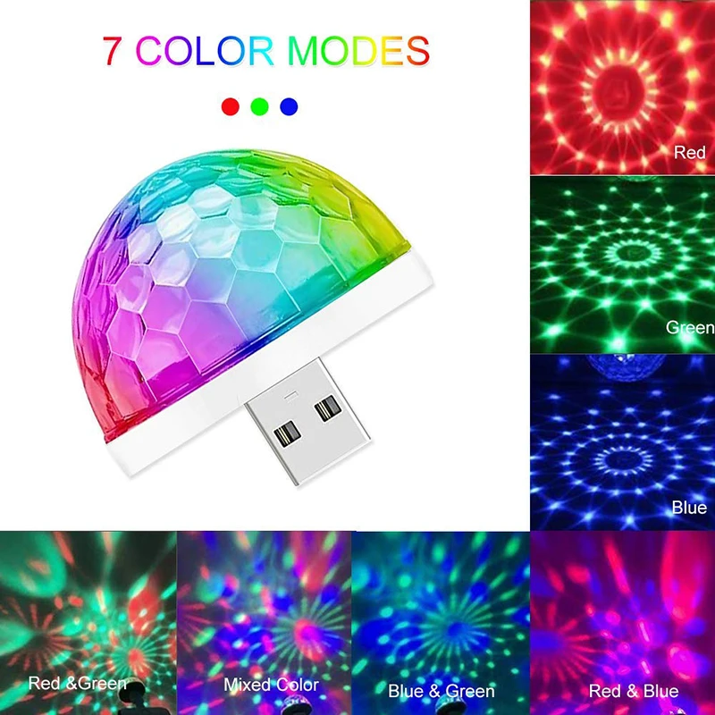 Мини USB Красочный атмосферный светильник для автомобиля вечерние DJ LED RGB