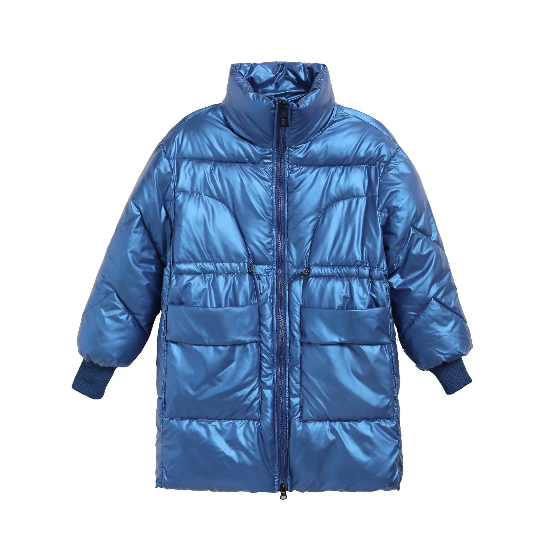 Christmas parkas Winter Bright Cotton Jacket Women's Mid-Length Down Padded Jacket Loose Red Coat Thick Warm Female Outerwear