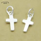 Подлинное Настоящее чистое Твердое Серебро 925 пробы религиозный крест сделай сам ожерелье браслет кулон Подвеска для изготовления ювелирных изделий фурнитура