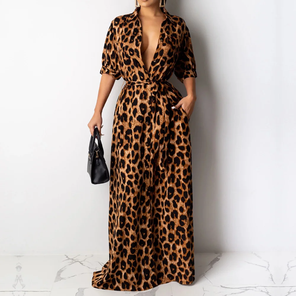 Женское длинное платье с леопардовым принтом вечерние платья макси