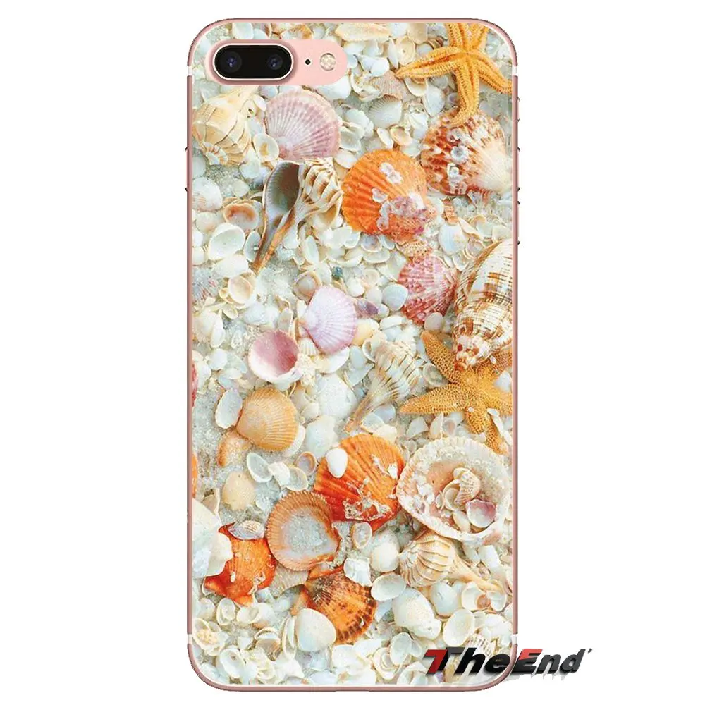 Silicone Bag Case For LG G3 G4 Mini G5 G6 G7 Q6 Q7 Q8 Q9 V10 V20 V30 X Power 2 3 K10 K4 K8 2017 pastel Beach sea shells starfish |