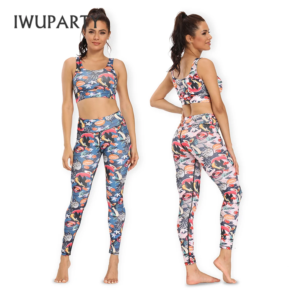 Спортивный комплект IWUPARTY из 2 предметов с милым принтом фруктов женский