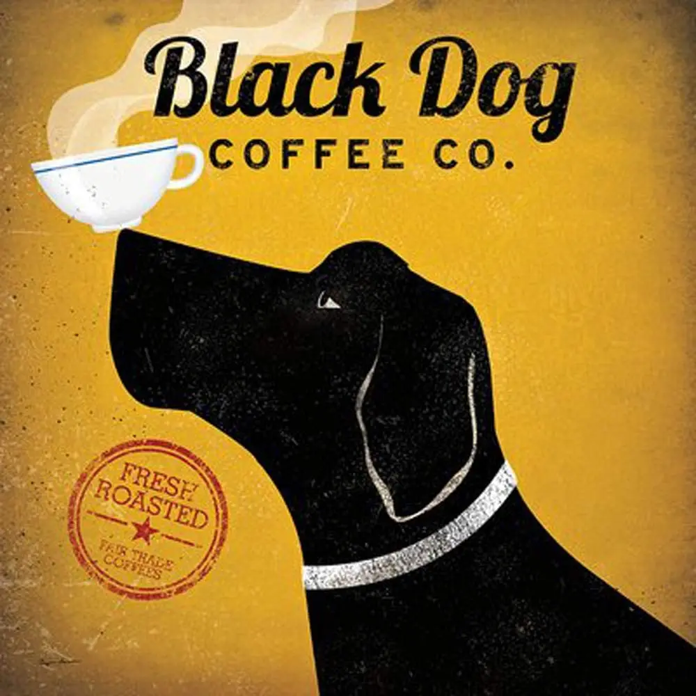 

Black Dog Coffee Co Ryan Fowler Coffee Sign Dog Lab Animals Print Poster 12x12 by Picture Peddler