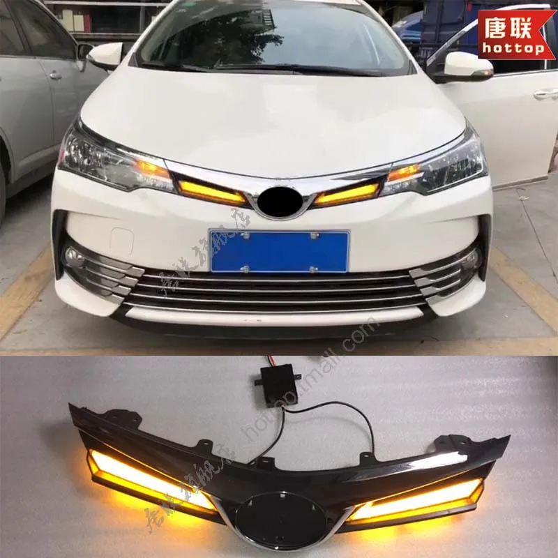 Автомобильный Стайлинг для TOYOA Corolla 2017 передней решетки с светодиодный Эмблема